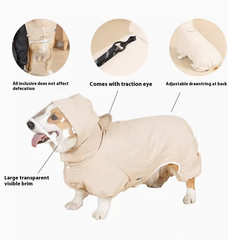 Waterproof Four-leg Raincoat For Dogs